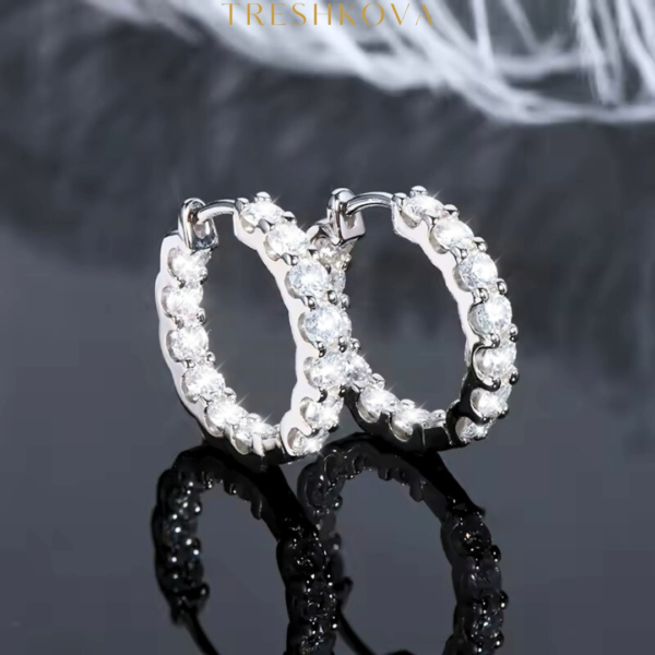 Hoop Moissanite Lab Grown Diamond Earrings by TRESHKOVA - Image 3